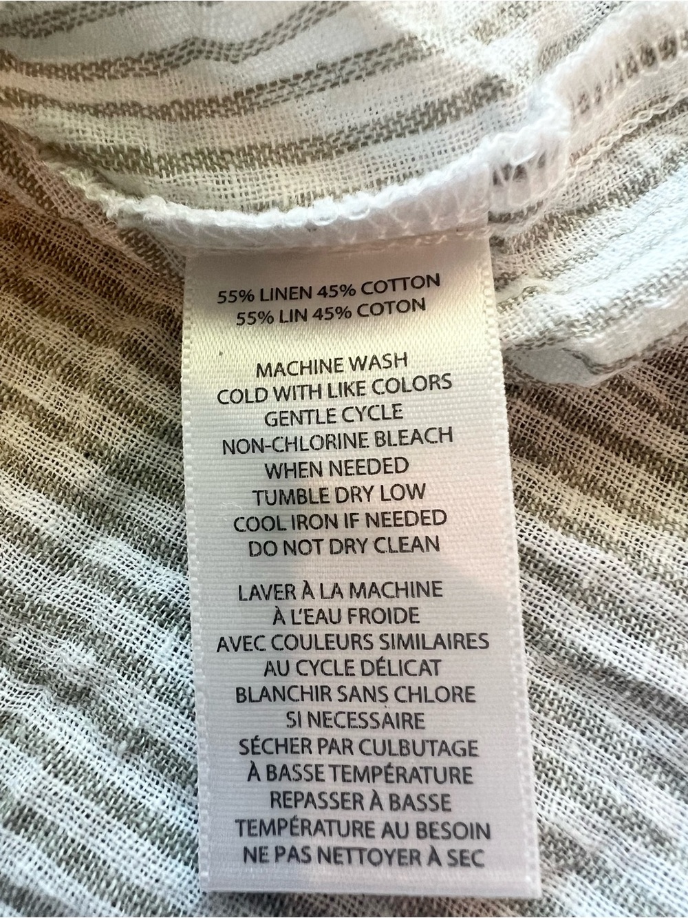 BeachLunchLounge Linen Blend Striped Split Neck Tunic Top Coastal Boho Medium - Picture 8 of 11